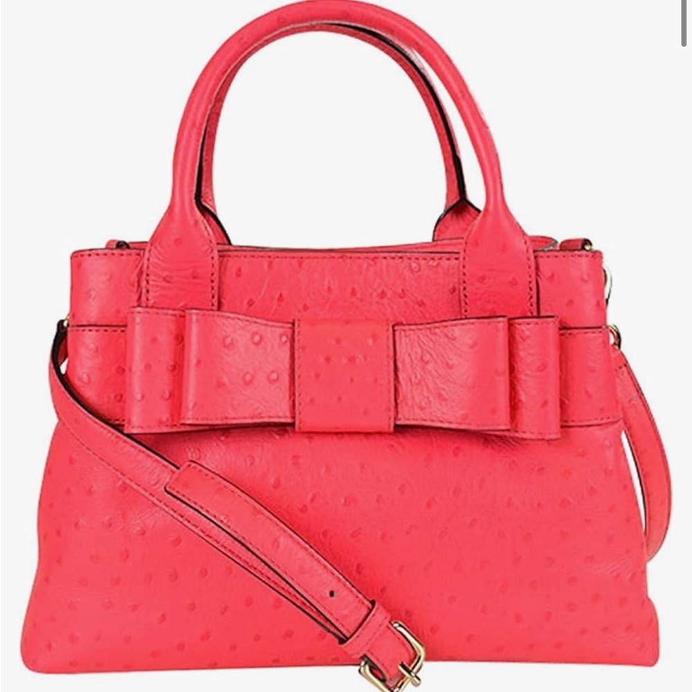 Kate Spade New York Charm City Ostrich Provence Leather Satchel, Desert Rose